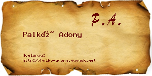 Palkó Adony névjegykártya